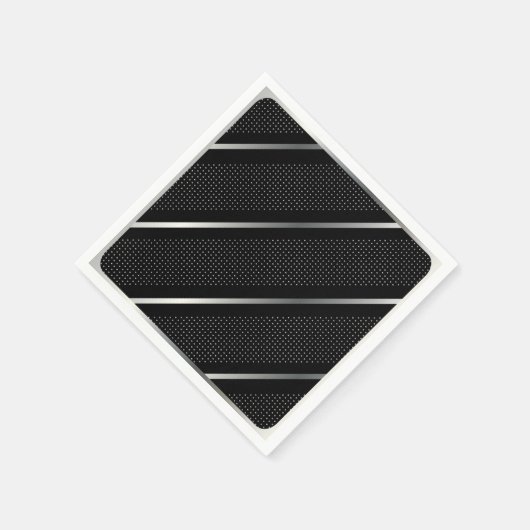 Trendy Silver Geometric Pattern Black Stylish Art Servet (Hoek)