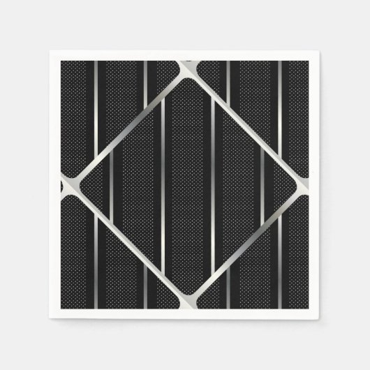 Trendy Silver Geometric Pattern Black Stylish Art Servet (Voorkant)