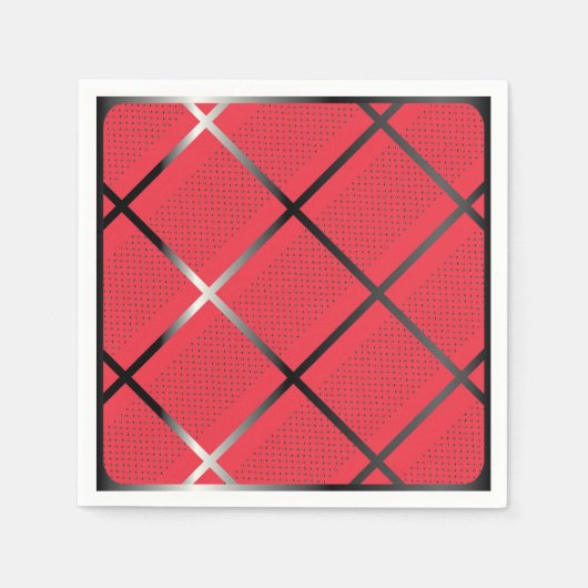 Trendy Silver Geometric Pattern Red Stylish Art Servet (Voorkant)
