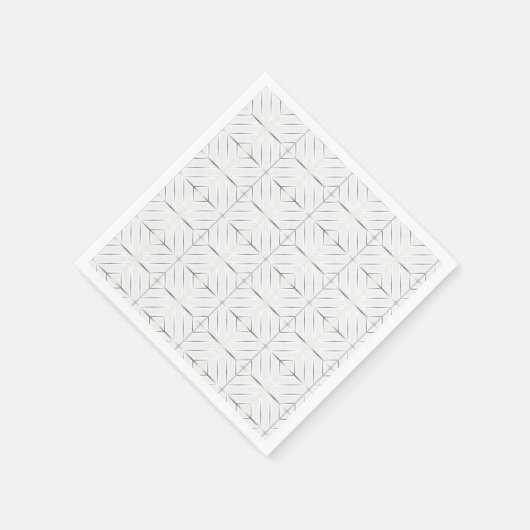 Trendy Silver Geometric Pattern White Stylish Art Servet (Hoek)