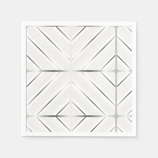 Trendy Silver Geometric Pattern White Stylish Art Servet (Voorkant)