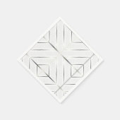 Trendy Silver Geometric Pattern White Stylish Art Servet (Hoek)