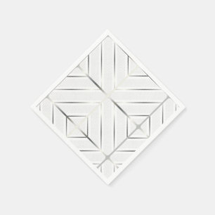 Trendy Silver Geometric Pattern White Stylish Art Servet