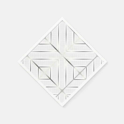 Trendy Silver Geometric Pattern White Stylish Art Servet (Hoek)