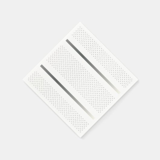 Trendy Silver Geometric Pattern White Stylish Art Servet (Hoek)