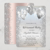 Trendy Silver Glitter Confetti Balloons Retirement Kaart (Voorkant / Achterkant)