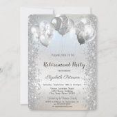 Trendy Silver Glitter Confetti Balloons Retirement Kaart (Voorkant)