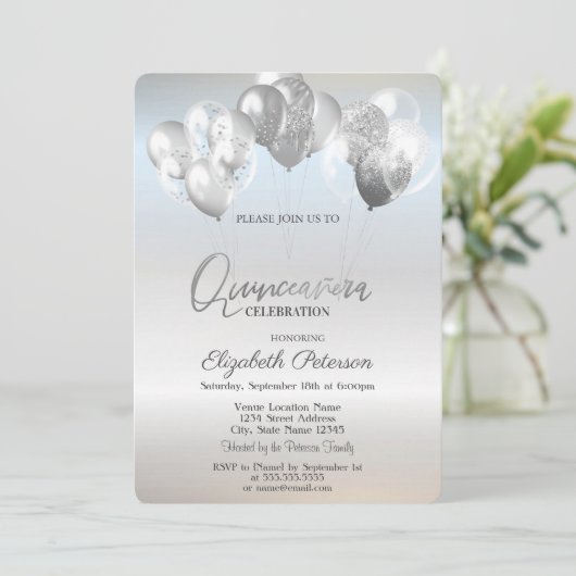 Trendy Silver Glitter Drivers Ballons Kaart (Staand voorkant)