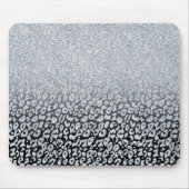 Trendy Silver Glitter & Leopard Ombre Black Print Muismat (Voorkant)