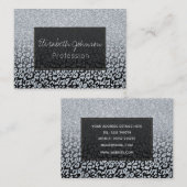 Trendy Silver Glitter & Leopard Ombre Black Print Visitekaartje (Voorkant / Achterkant)