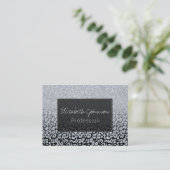 Trendy Silver Glitter & Leopard Ombre Black Print Visitekaartje (Staand voorkant)