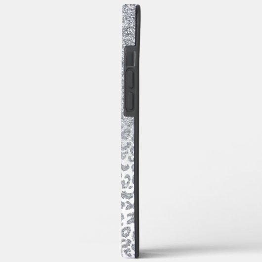 Trendy Silver Glitter & Leopard Print Ombre Design Case-Mate iPhone Case (Achterkant / Links)