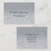 Trendy Silver Glitter & Leopard Print Ombre Design Visitekaartje (Voorkant / Achterkant)