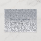 Trendy Silver Glitter & Leopard Print Ombre Design Visitekaartje (Voorkant)