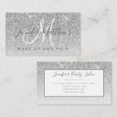 Trendy Silver Glitter Makeup Artist Hair Salon Visitekaartje (Voorkant / Achterkant)