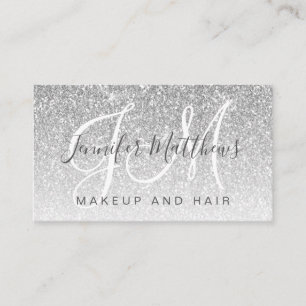 Trendy Silver Glitter Makeup Artist Hair Salon Visitekaartje