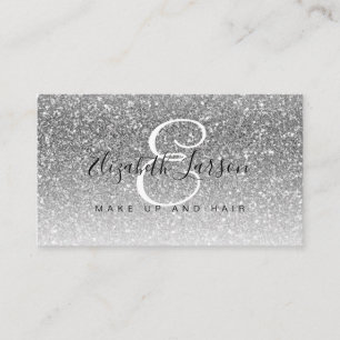 Trendy Silver Glitter Makeup Artist Hair Salon Visitekaartje
