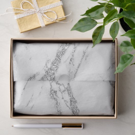 Trendy Silver Glitter Marble Modern Tissuepapier (Geschenk)