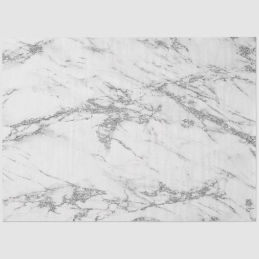Trendy Silver Glitter Marble Modern Tissuepapier (Voorkant)