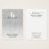 Trendy Silver Glitter Monogram Hair Clip Display Visitekaartje (Voorkant /achterkant)