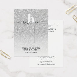 Trendy Silver Glitter Monogram Hair Clip Display Visitekaartje