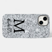 Trendy Silver Glitter Monogram Initiaal Name Case-Mate iPhone Case (Achterkant (horizontaal))