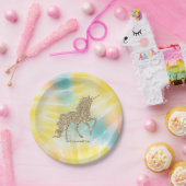 Trendy Silver Glitter Unicorn Tie Dye Papieren Bordje (Feest)