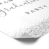 Trendy Silver Glitter Welkom Graduparty Poster (Hoek)