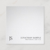 Trendy Silver Gray Minimalist Monogram Plain Luxe Vierkante Visitekaartje (Voorkant)