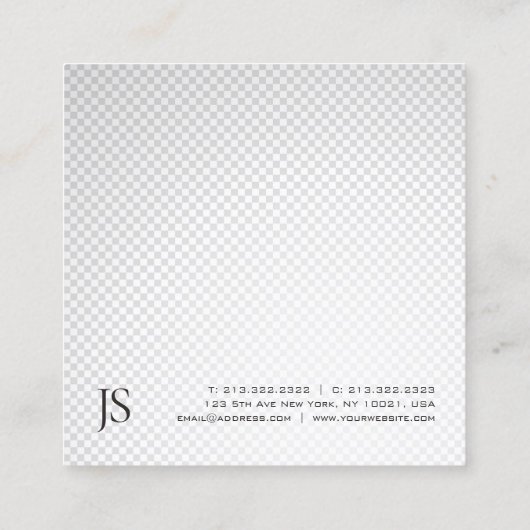 Trendy Silver Gray Minimalist Monogram Plain Luxe Vierkante Visitekaartje (Achterkant)