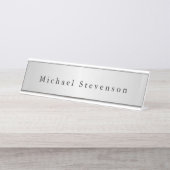 Trendy Silver Gray Modern Professional Bureau Naambordje (Voorkant)