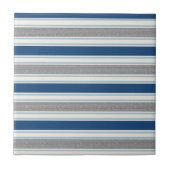 Trendy Silver Grey and Blue Stripes Pattern Tegeltje (Voorkant)