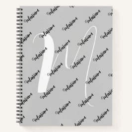 Trendy Silver Grey Kleur - Initiaal naam Monogram Notitieboek