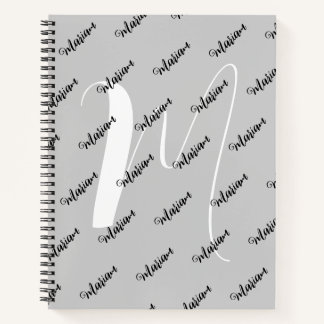 Trendy Silver Grey Kleur - Initiaal naam Monogram Notitieboek