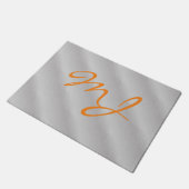 Trendy Silver Grey Oranje Monogram Deurmat (Schuin)