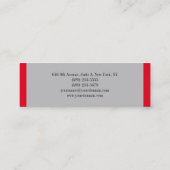 Trendy Silver Grey Red Minimalist Plain Modern Mini Visitekaartje (Achterkant)