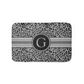 Trendy Silver Leopard Pattern en Monogram Badmat (Voorkant)