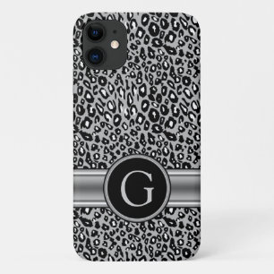 Trendy Silver Leopard Pattern en Monogram Case-Mate iPhone Case