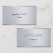 Trendy Silver Look Elegant Handschrift Script Visitekaartje (Voorkant / Achterkant)