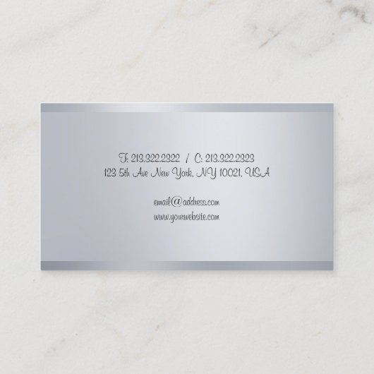 Trendy Silver Look Elegant Handschrift Script Visitekaartje (Achterkant)