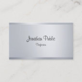 Trendy Silver Look Elegant Handschrift Script Visitekaartje (Voorkant)