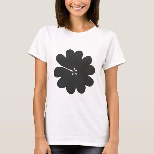 Trendy Silver Metallic Flower T-Shirt (Voorkant)