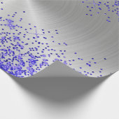 Trendy Silver Metallic Paarse Glitter Cadeaupapier (Hoek)