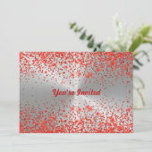 Trendy Silver Metallic Red Glitter Birthday Kaart (Staand voorkant)