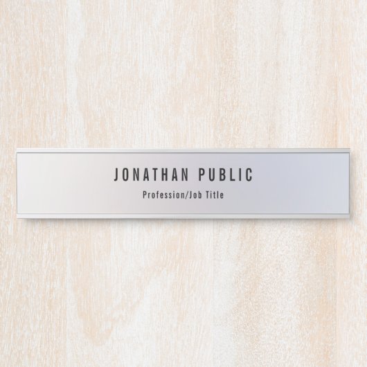 Trendy Silver Sjabloon Modern Professional Elegant Deurbordje (Voorkant)