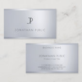 Trendy Silver Sjabloon Monogram Professional Cool Visitekaartje (Voorkant / Achterkant)