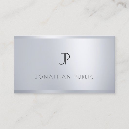Trendy Silver Sjabloon Monogram Professional Cool Visitekaartje (Voorkant)