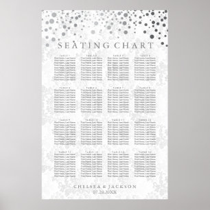 Trendy Silver-Stippen op White Damask-Seating Char Poster