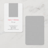 Trendy simpele minimalistische zilvergrijs wit visitekaartje (Voorkant / Achterkant)