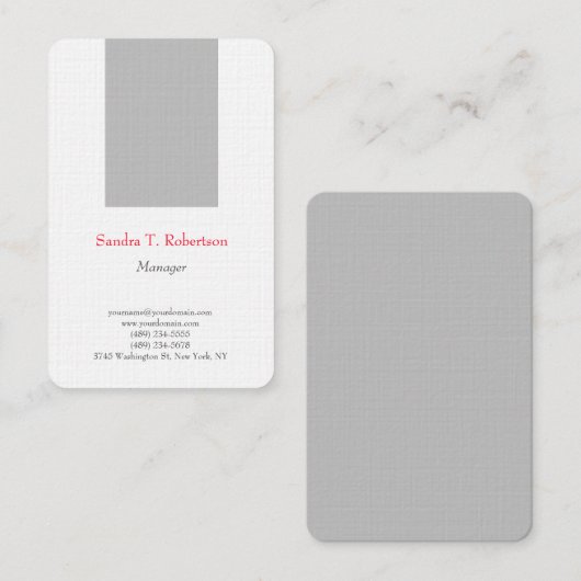 Trendy simpele minimalistische zilvergrijs wit visitekaartje (Voorkant / Achterkant)